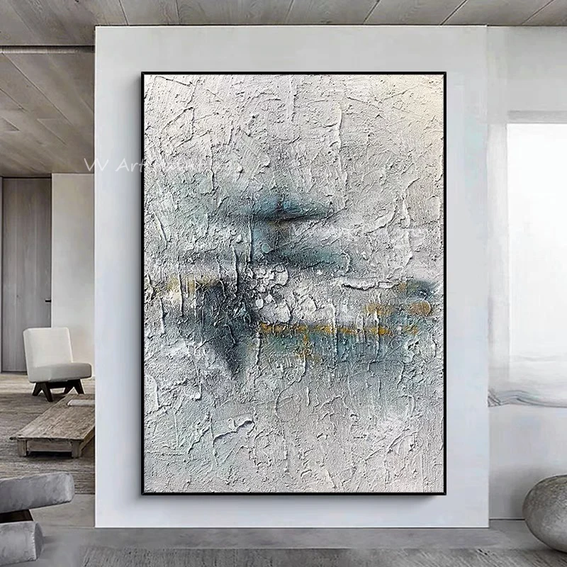 

large size thick grey and blue landscape Oil Painting Modern Large Living Room Wall Picture Simple Home Decoration Wall Art