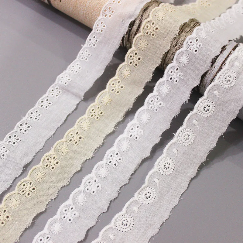 

Cotton Lace Trim 20 Yard White Ivory Beige Flower Embroidered Cloth Fabric Ribbon Tapes Sewing Material 103799M4F339