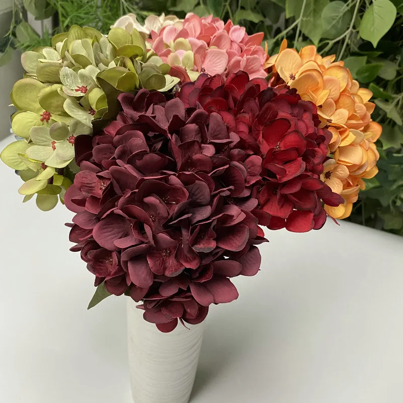 Artificial Hydrangea Wedding Flowers Wall Home New Year's Decoration Accessories Diy Bridal Bouquet Background Indoor Bonsai