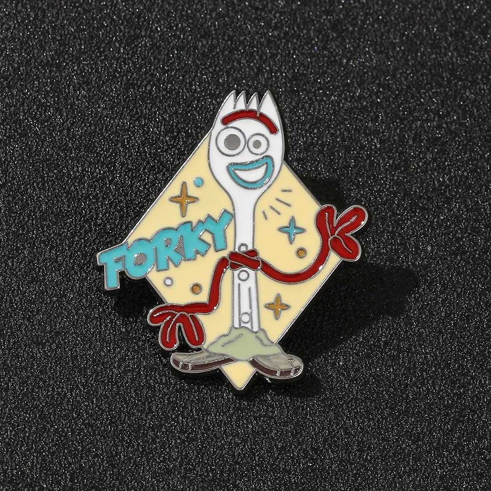 Disney Movie Toy Story 4 New Role Forky Brooches Cute Fork Enamel Metal Badges Backpack Hat Clothes Lapel Pins Jewelry Gift