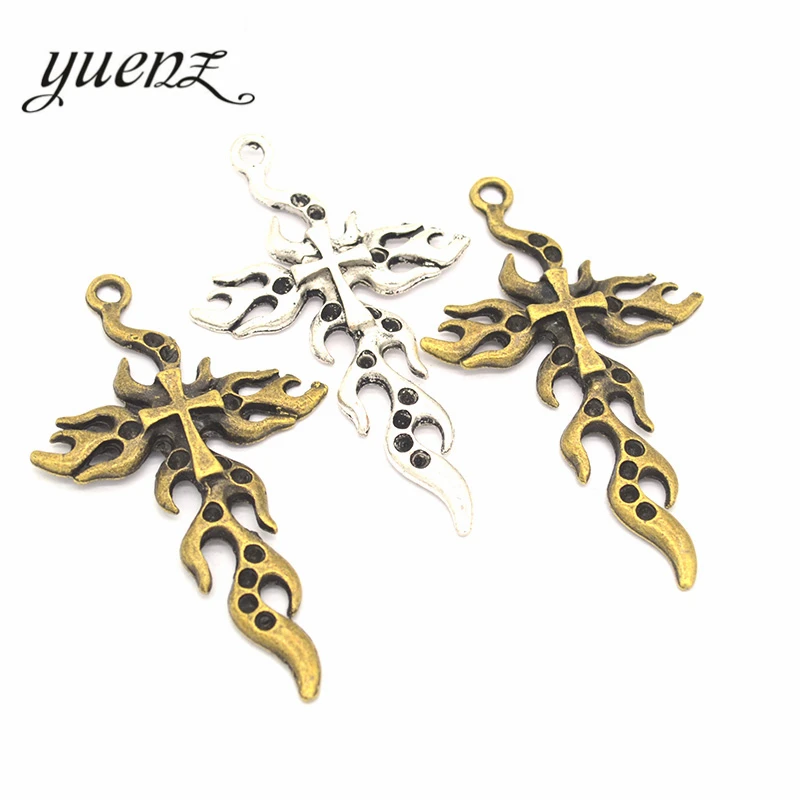 YuenZ 3pcs Antique silver color Charms cross Plated Pendants  Jewelry Making DIY Handmade Craft 63*37mm T16