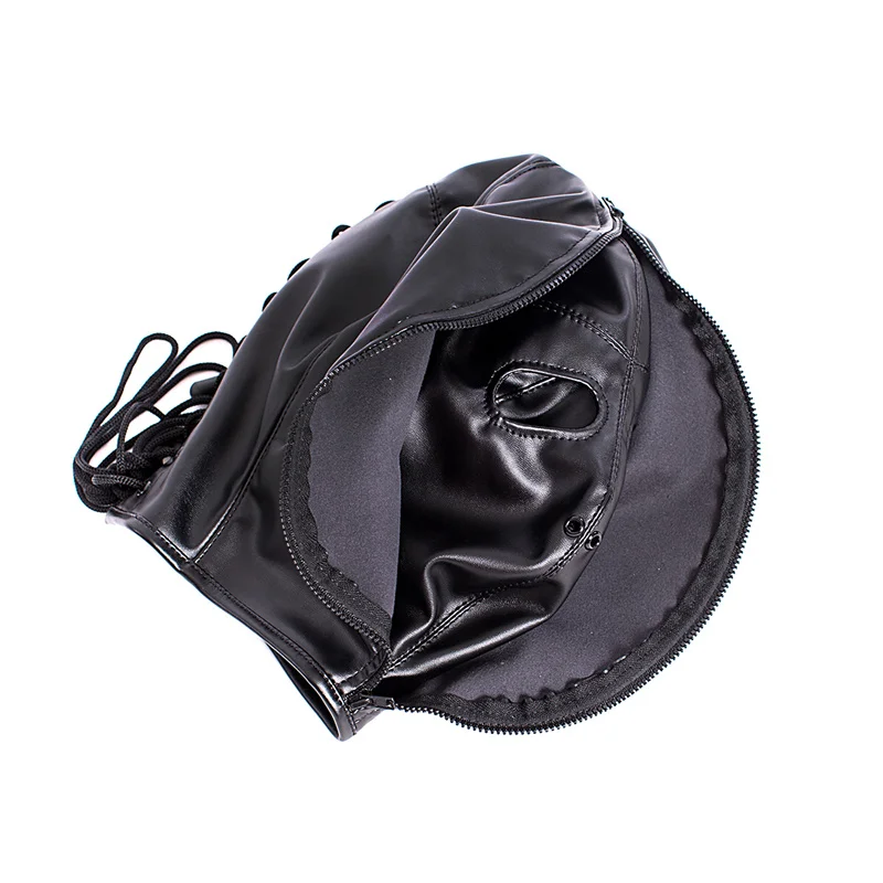 Slave Adjustable Double Layer Leather Blindfold Hood Mask Erotic Products for Men Women Fetish Bdsm Bondage Flirt Sex Toys