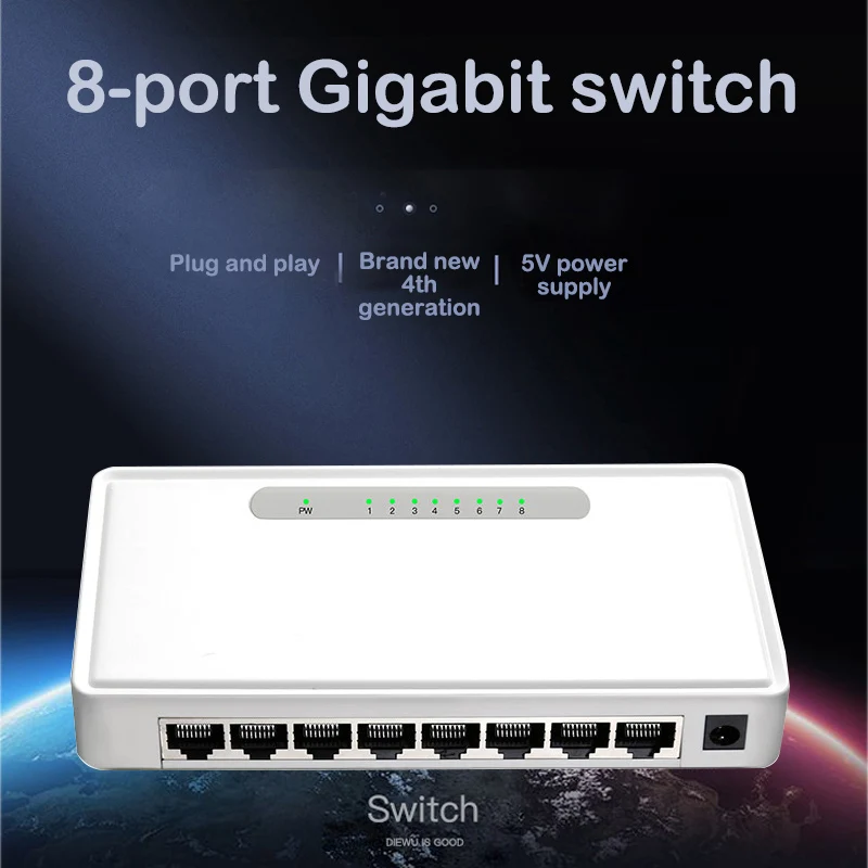 8 포트 기가비트 스위치 1000M 8 기가비트 업 링크 데스크탑 이더넷 네트워크 기가비트 허브 션트 허브, 전이중 또는 반이중 교환 어댑터