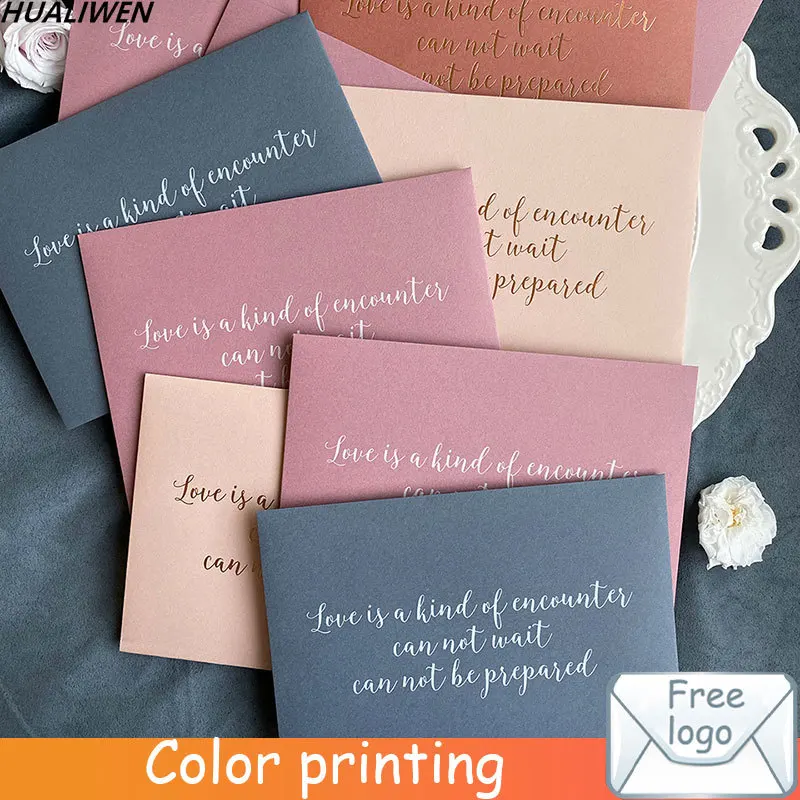 Luxury Bronzing White Envelope Pink Blue Orange Envelope Greeting Card Letter Paper Bag Wedding Invitation Envelope 13x18CM