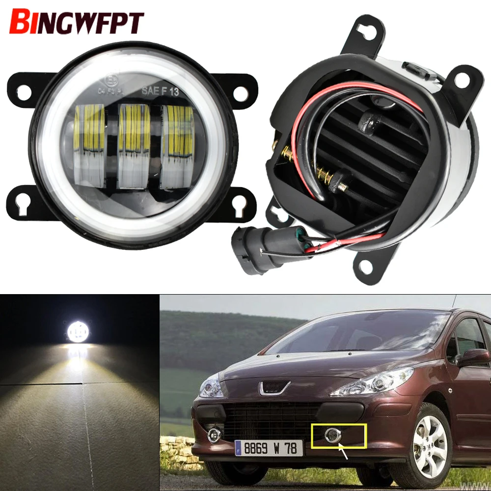 

LED Fog Light Assembly For Peugeot 307 CC SW Break Hatchback 2002-2008 Car Front Bumper Fog Lamp DRL 12V For Peugeot 301 2012-