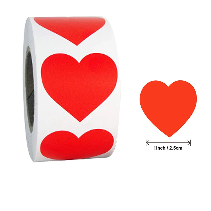 500 Heart-shaped Stickers, Seal Labels, Thank You Labels, Scrapbook Packaging and Wedding Decoration Stationery Stickers