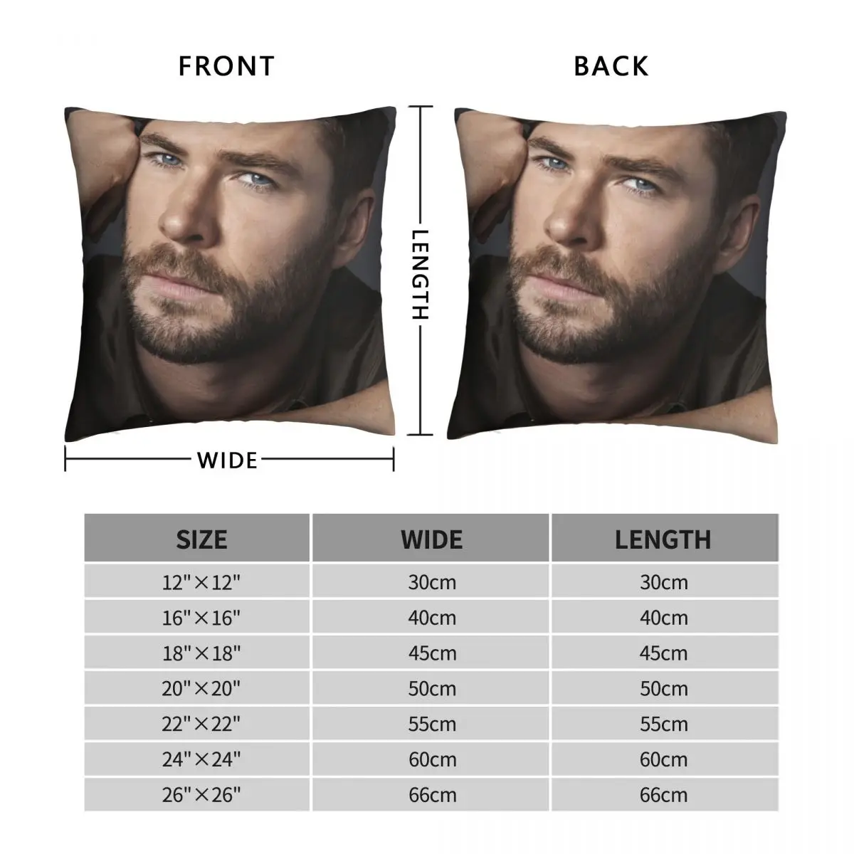 Chris Hemsworth Seductive Square Pillowcase Polyester Linen Velvet Printed Zip Decorative Pillow Case Sofa Seater Cushion Cover