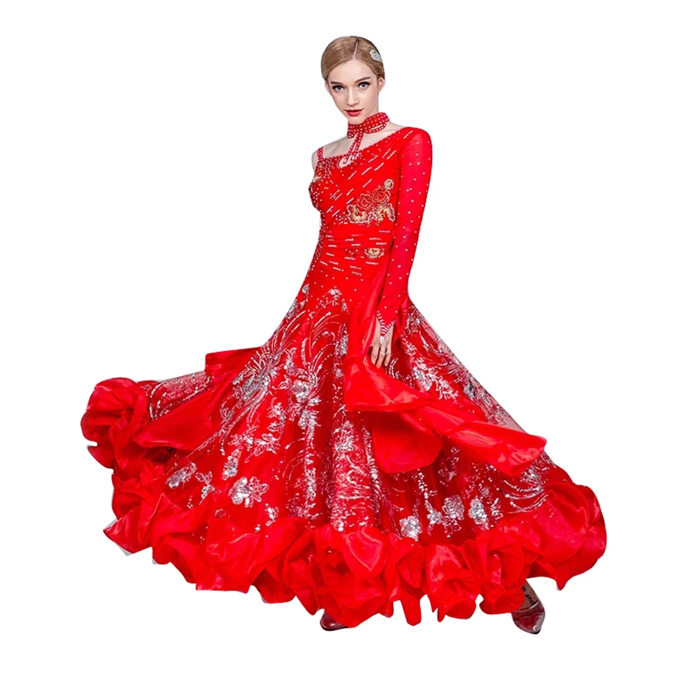 

ballroom dance competition dress women long ballroom dress for girls ballroom waltz dress dance wear rhinestone luminous costume