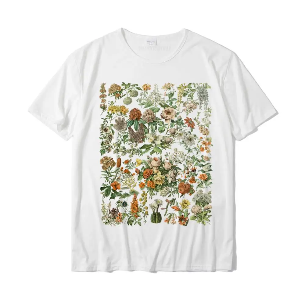 Vintage Inspired Flower Botanical Chart Second Edition T-Shirt Fashion Printed Tops Tees Cotton Tshirts for Men Street