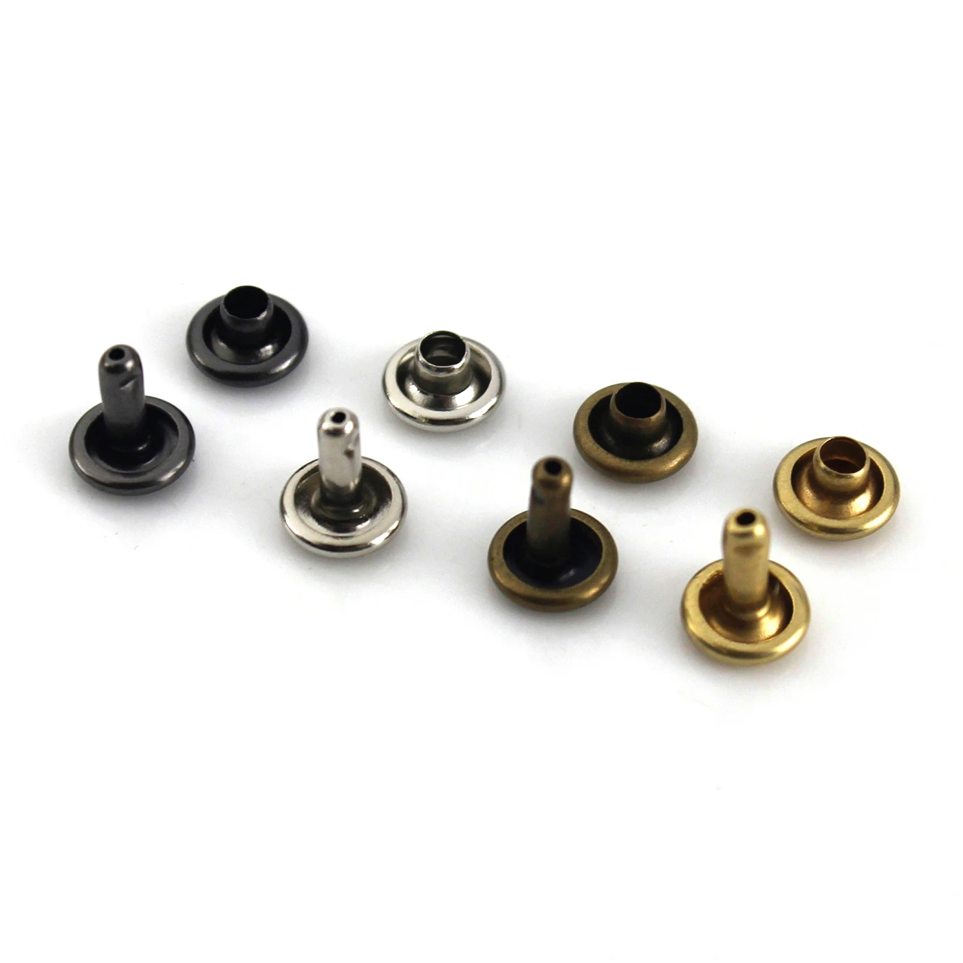 100sets 6/8 mm Brass Double Cap Rivets Studs High-quality Round Rivet for Leather Craft Bag Belt Clothing Shoes Decor