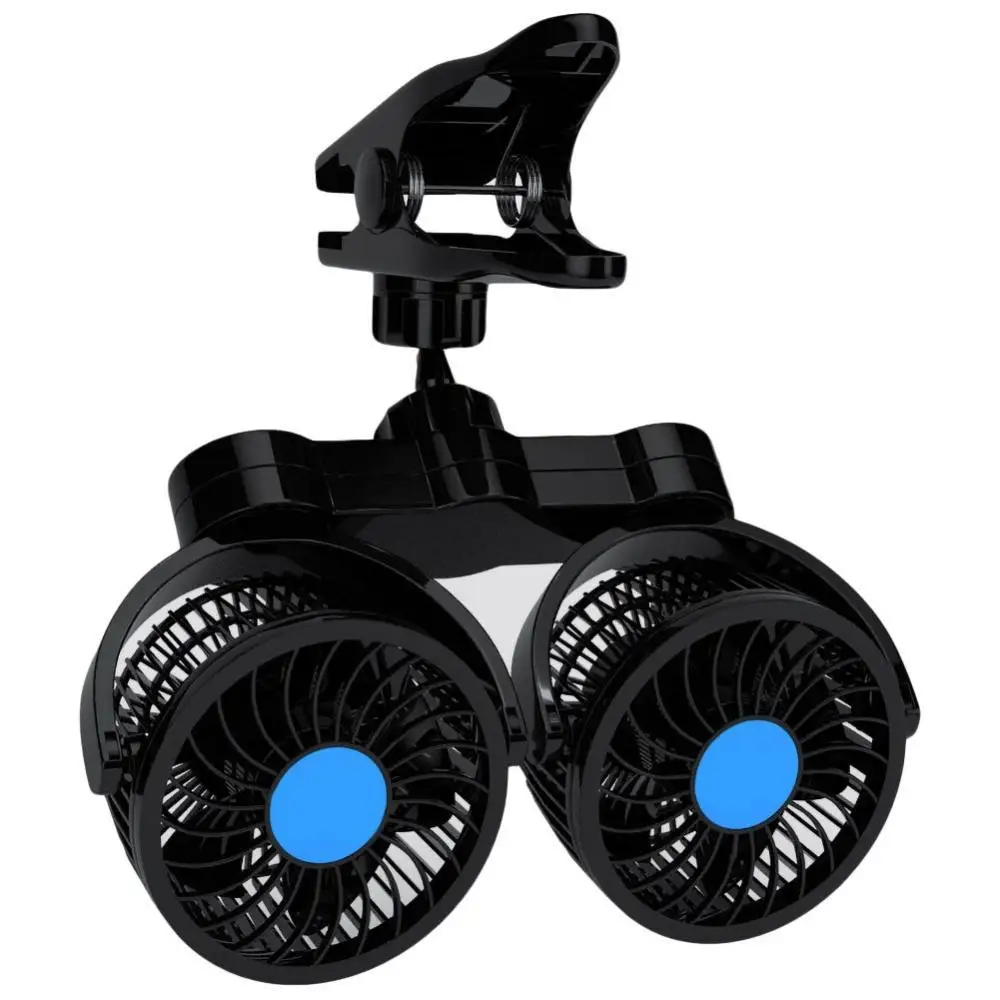 12/24V Dual Head Adjustable Wind Summer Car Truck Rotatable Clip Cooling Fan