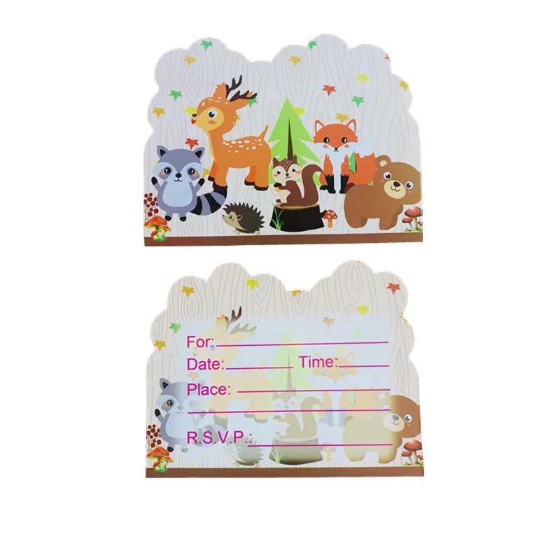 Woodland Geschirr Dschungel Safari Geburtstag Dekoration Wild One 1st Bithday Partei Liefert Wald Tier Papier Platten Banner – Detail 10