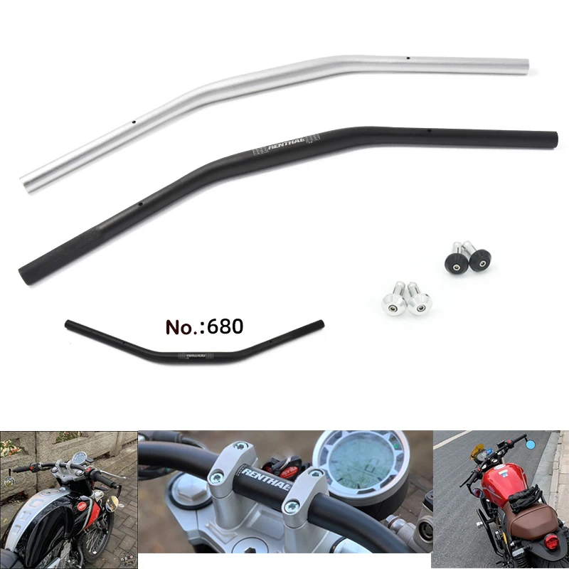 680mm For Hipster FB Mondial HPS125 HPS300CC Aprilia Vintage Universal Flat Aluminum Alloy Variable Dia Cafe Racer Handlebar