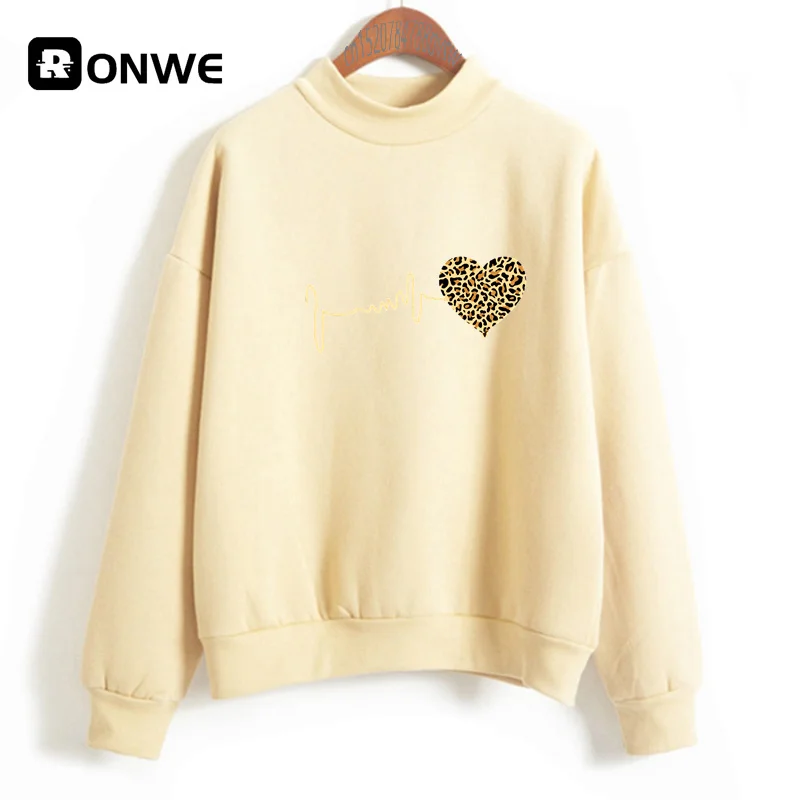 90 ’s Leopard  Heart Women Funny Black Sweatshirts Girl Autumn Y2K Fleece Hoodie Female Harajuku Winter Kawaii Clothes,Drop Ship