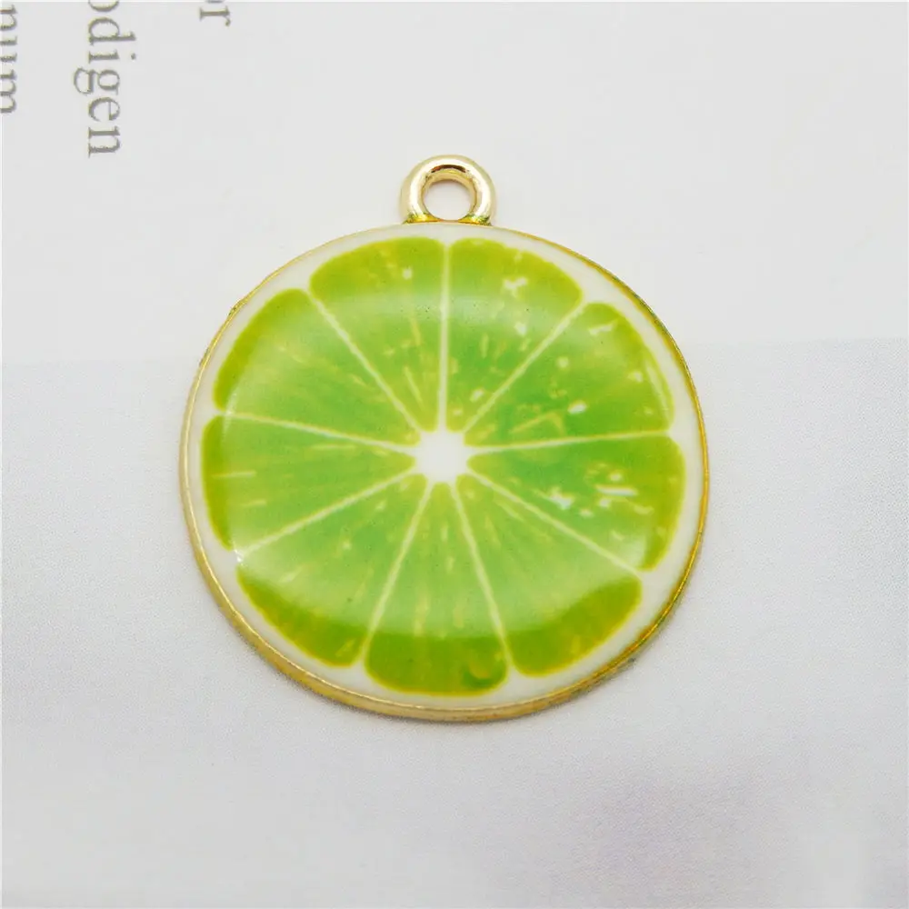 8 pezzi smalto epossidico frutta Charms limone arancione ciondolo misto per le donne orecchini braccialetto creazione di gioielli accessorio fai da