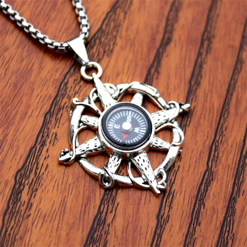 New Trendy Navy Compass Pendant Necklace Men High Quality 60cm Long Chain Women Jewelry Wholesale Friendship Gifts Dropshipping