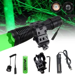 C8s Zoomable Flashlight 1 Mode High Tactical LED Green/Red/White Hunting Torch With Weaver Picatinny Mount Gun Rail