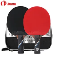 Raqueta de ping pong profesional KOKUTAKU ITTF de 4/5/6 estrellas, raqueta de tenis de mesa de carbono, juego de paletas de murciélago, espinillas en goma con bolsa