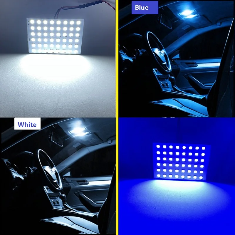 C5W Led Festoon BA9S T4W T10 W5W Led Bulb 48SMD Panel Dome Reading Light Map Lamp Car Interior Lights Auto 12V White Blue