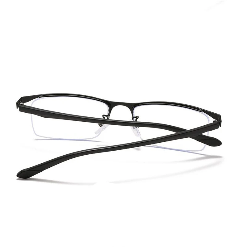 Half Frame Square Myopia Glasses Finished Metal Anti-blue Light Prescription Eyeglasses Diopter 0 -0.5 -1.0 -1.5 To -6.0