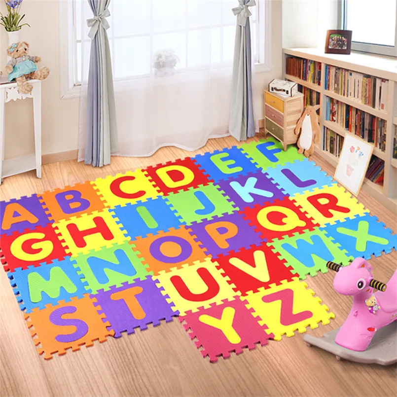 26Pcs/set 30 * 30cm Cartoon English Alphabet Pattern Baby Crawling Mat Puzzle Toys For Kid EVA Foam Yoga Letter Mats Learning Toy