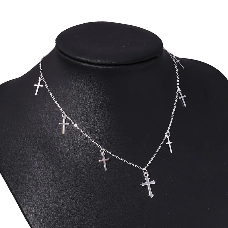 Silber Farbe Kreuz Halsketten & Anhänger für Frauen Choker Schlüsselbein Kette Schmuck Femme Bijoux Collares – Detail 5
