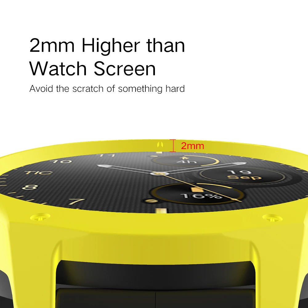 حافظة SIKAI لـ Ticwatch 2 غطاء واقي شاشة صلب من البولي كربونات لملحقات الساعة الذكية Ticwatch 2