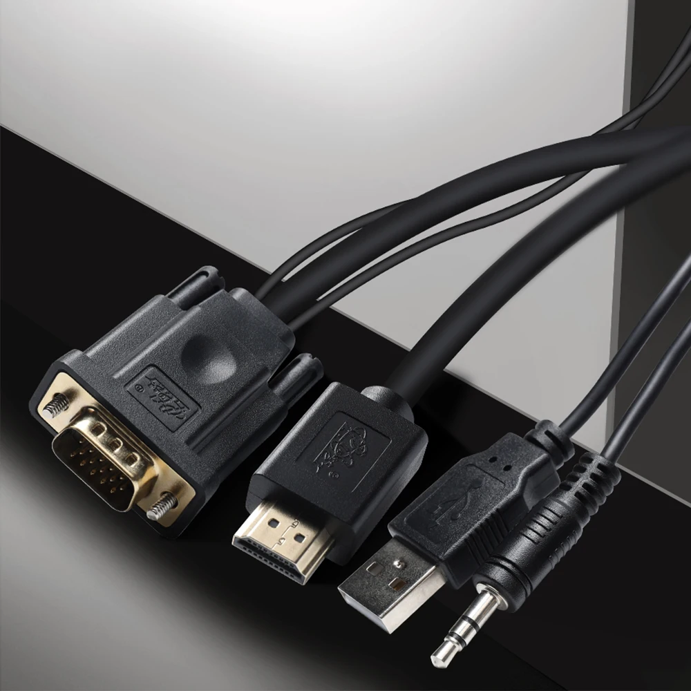 PCER cavo VGA a HDMI da maschio a maschio per Monitor PC proiettore HDTV cavo HDMI VGA cavo audio USB extra