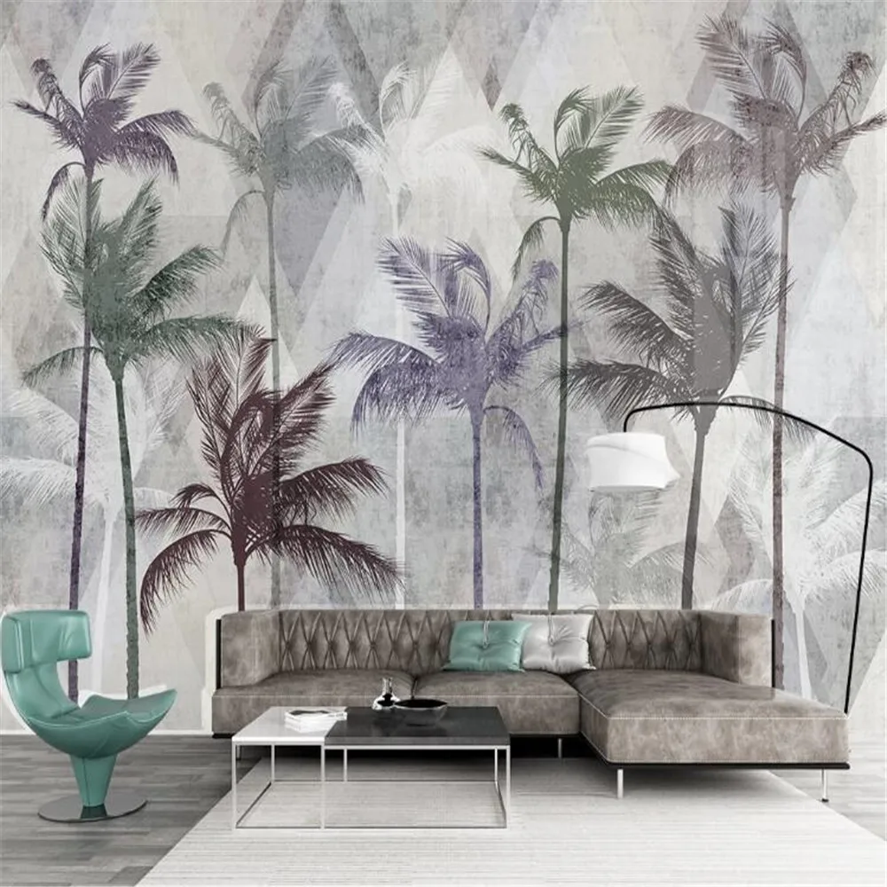 

Milofi wallpaper mural Nordic tropical plant coconut tree modern minimalist geometric TV background wall wall covering mural