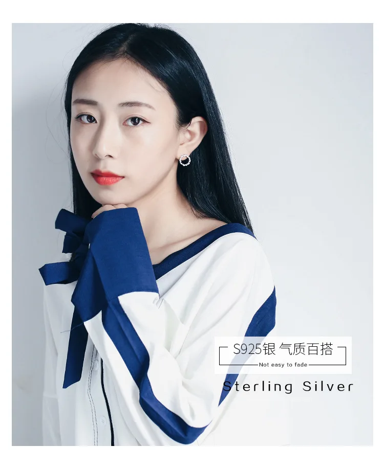 New Hot Fashion 925 Sterling Silver Crystal Circle Earrings for Women Girls Gift Fashion Statement Jewelry  korean earrings