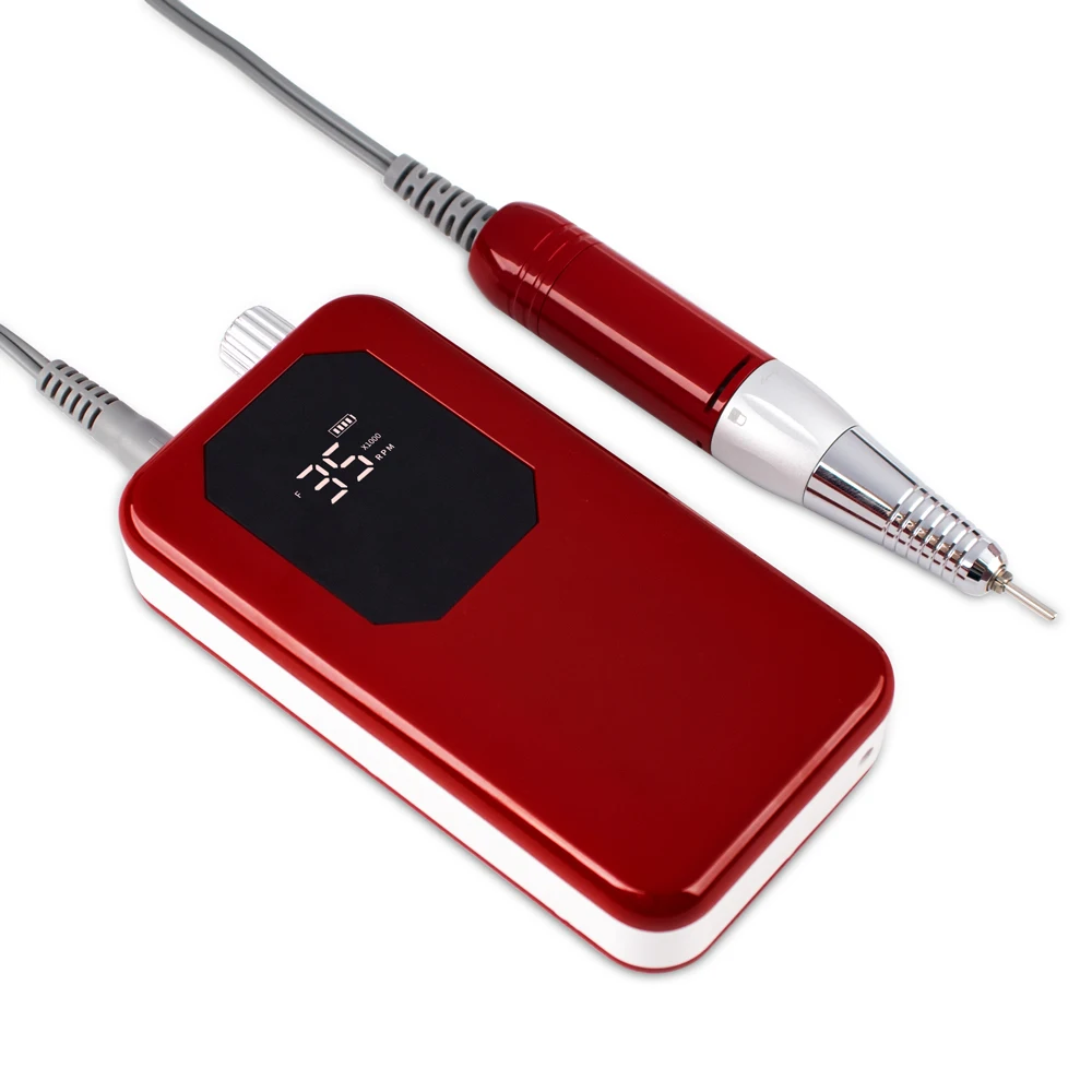 Red Heart Cordless Electric Nail Drill Machine 35000rpm Drill Set for Manicure Pedicure Rechargeable Wireless Drilling File
