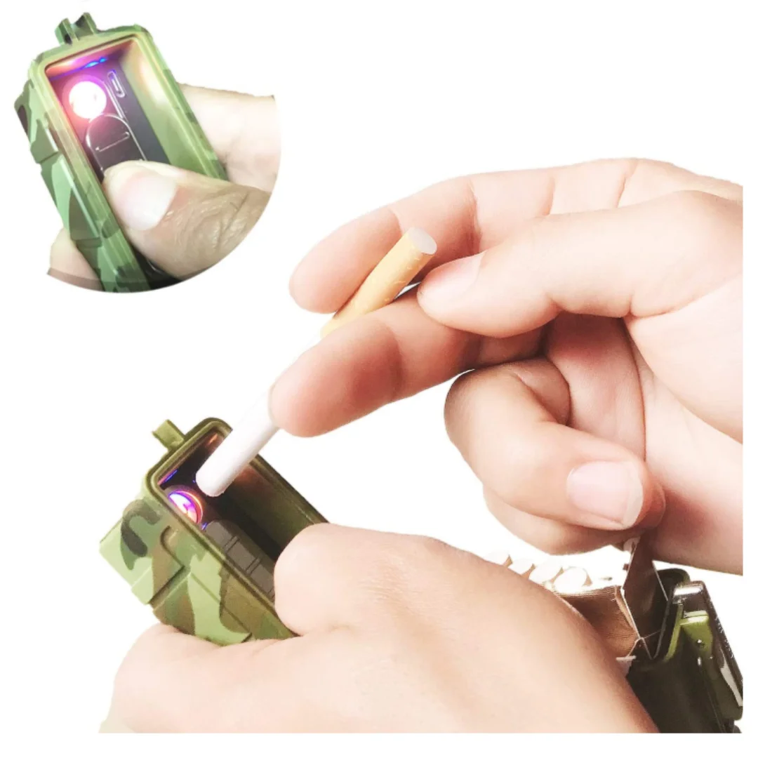Waterproof Cigarette Case with Lighter, Travel Outdoor Case, Can Hold 20 Cigarettes