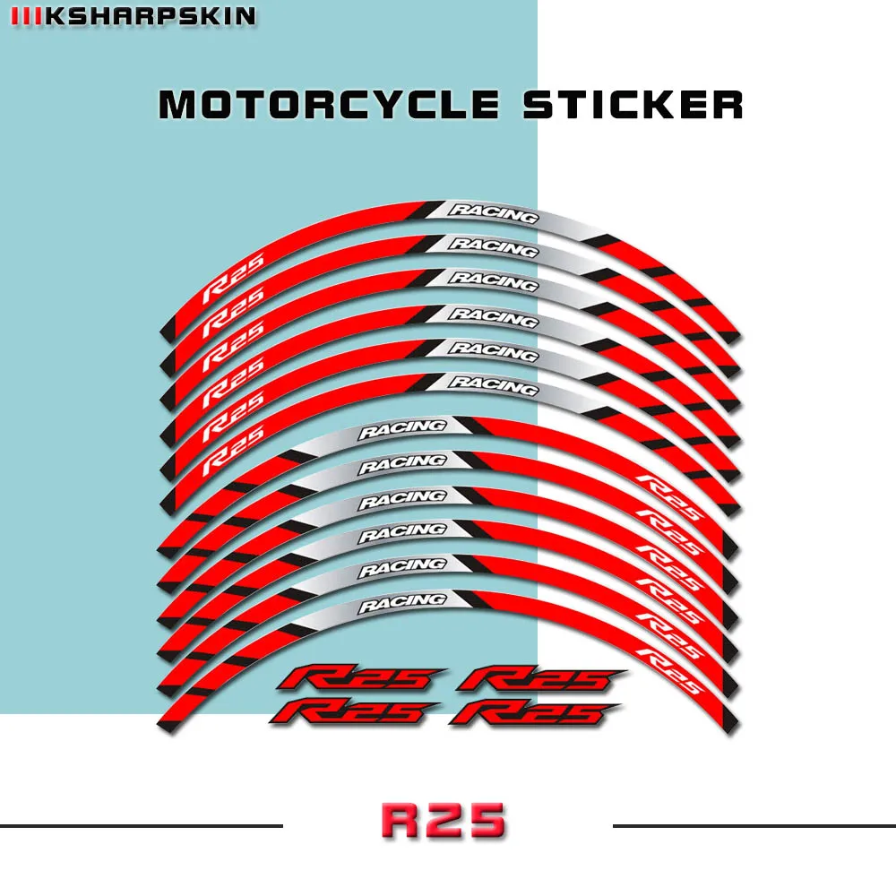 

Reflective and waterproof high-quality stickers for motorcycle inner rims are suitable for Yamaha YZF R25