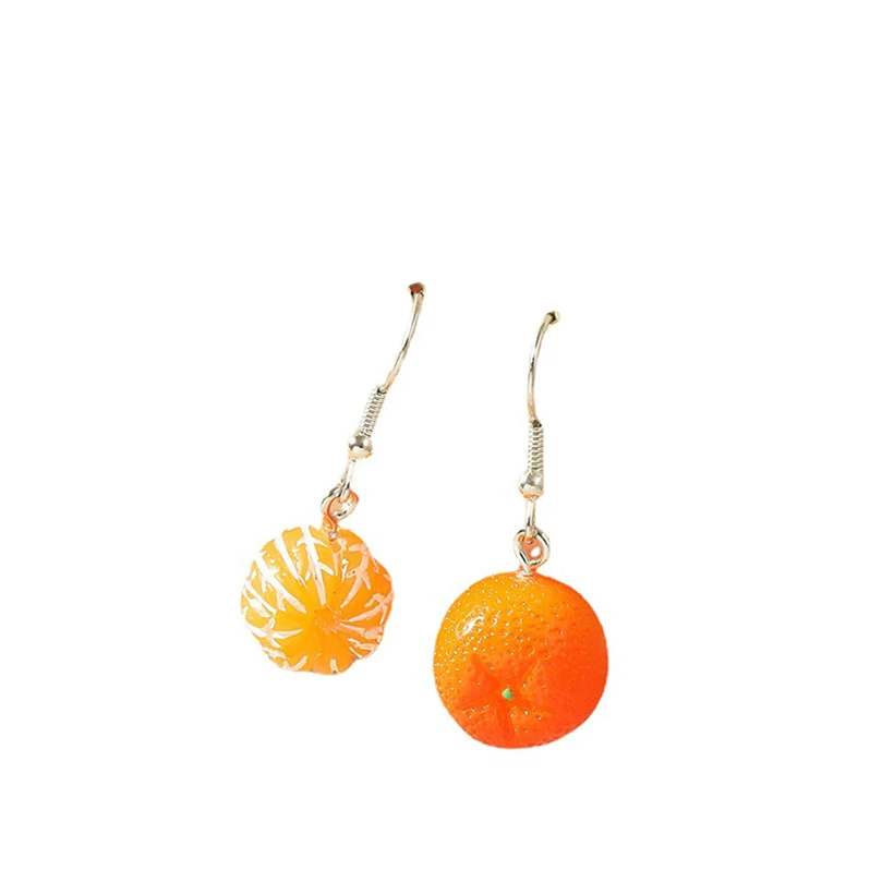 Girls Unusual Earing Orange Fruit Drop Hanging Earrings Women For Teen Funny Female Ear Rings Jewelry Gift Stainless Steel