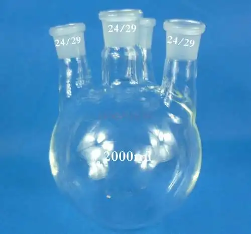 Four-necked flask reaction flask standard mouth 2000ml / 24 * 4 round bottom flask