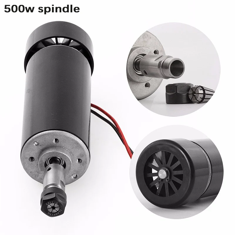 500W Air Cooled Spindle Kit CNC 0.5kw Spindle Motor+Power Supply Speed Governor+52mm clamps+13pcs ER11 Chuck For PCB Engraving