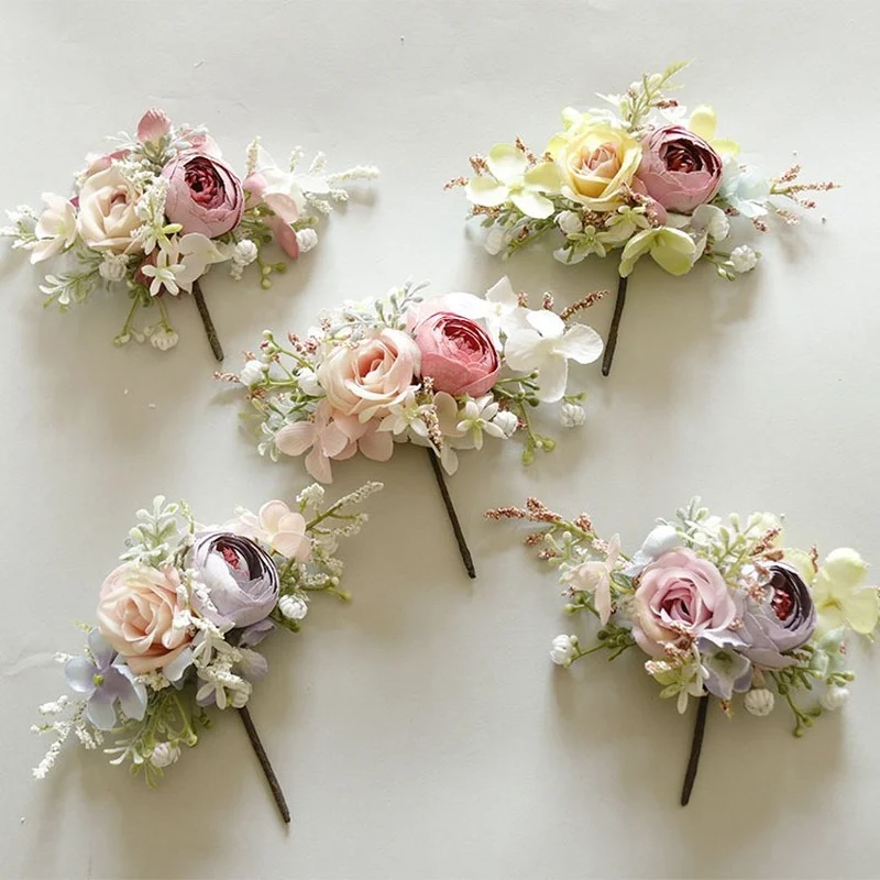 Romantische Kunstmatige Bloemen Bridal Hoofddeksels Bruiloft Haar Accessoires Haarspelden Parel Clips Voor Vrouwen Hoofddeksels