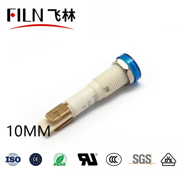 FILN thread hot sale plastic 10mm led indicator light red yellow blue green white pilot lamp signal light