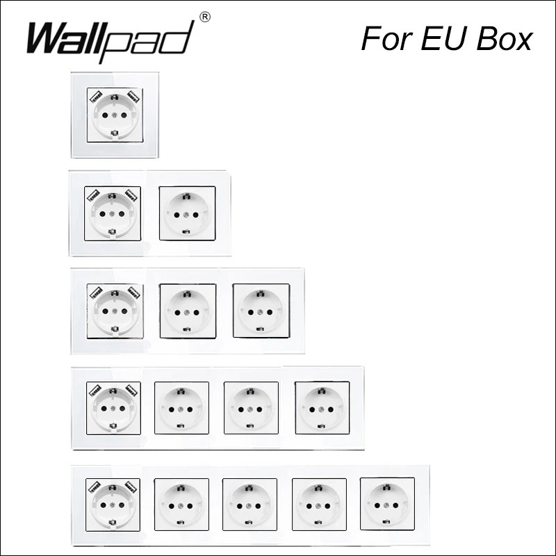 

Европейская немецкая настенная розетка Wallpad Power Outlet16A, электрическая штепсельная вилка с прозрачной стеклянной панелью и Usb 5 В, 2100 мА