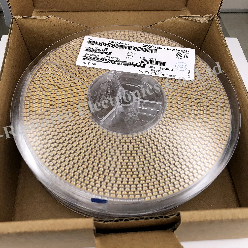 (10 шт.) TAJB227K016RNJ SMD Танталовый конденсатор с алюминиевой крышкой, Тип B 3528 220 мкФ (227) ± 10% 16V