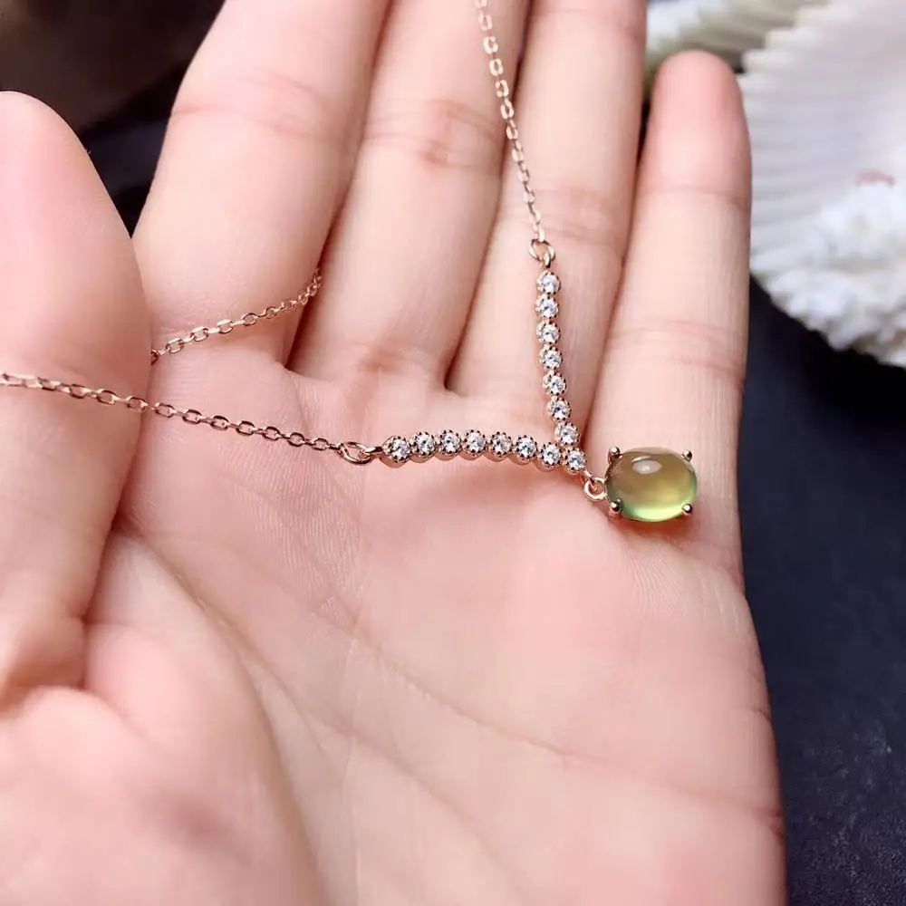 classic grape color prehnite pendant for necklace women silver jewelry soft light natural gem party anniversary birthday gift