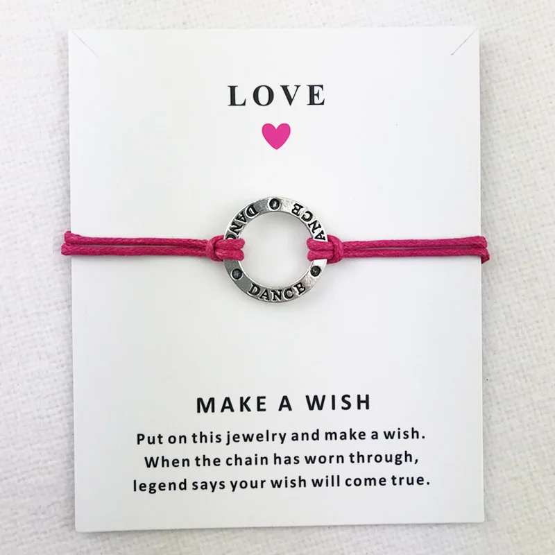 Dance Dancer Charm Bracelets Love Wish Heart Women&Men Boys Girls Unisex Fashion Jewelry Friendship Gifts Card
