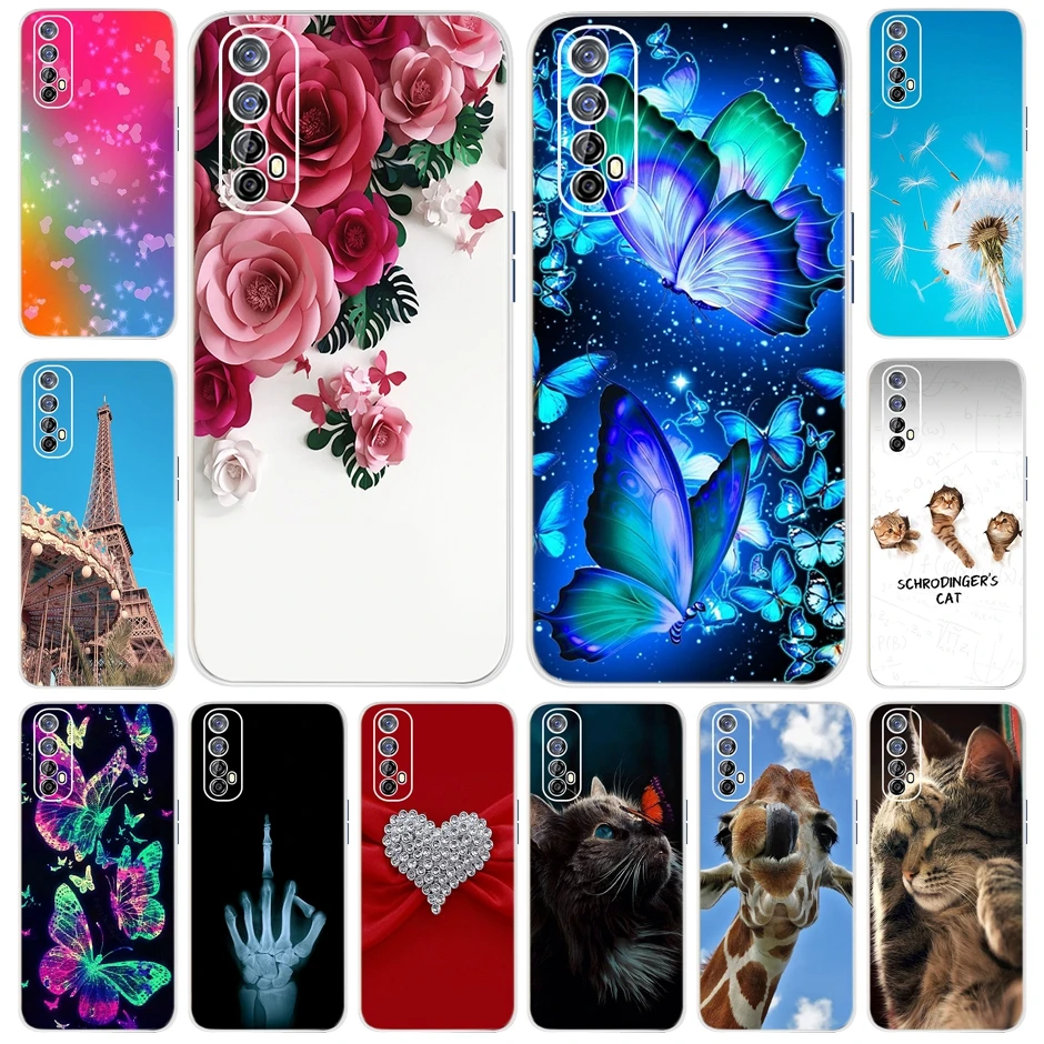 Luxury Flower Pattern Case For Realme 7 Coque Realme 7 Pro Transparent TPU Soft Cover Cases For Realme 7 Global Realme7 7i 7Pro