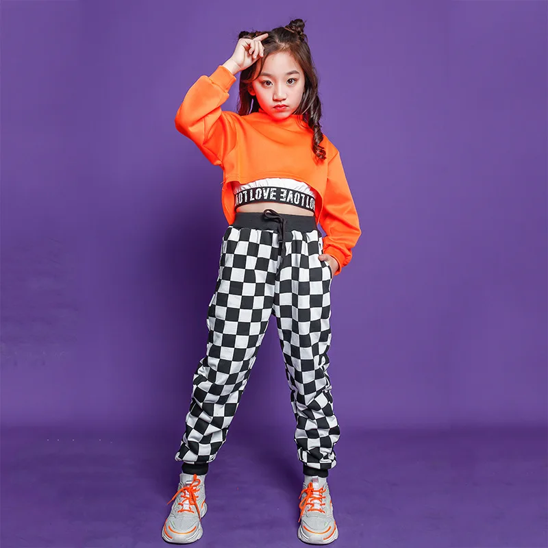 Kids Hip Hop Clothing Sweatshirt Crop Tops Loose Jogger Pants For Girls Boys Children Ballroom Jazz Dance Performance Clothes