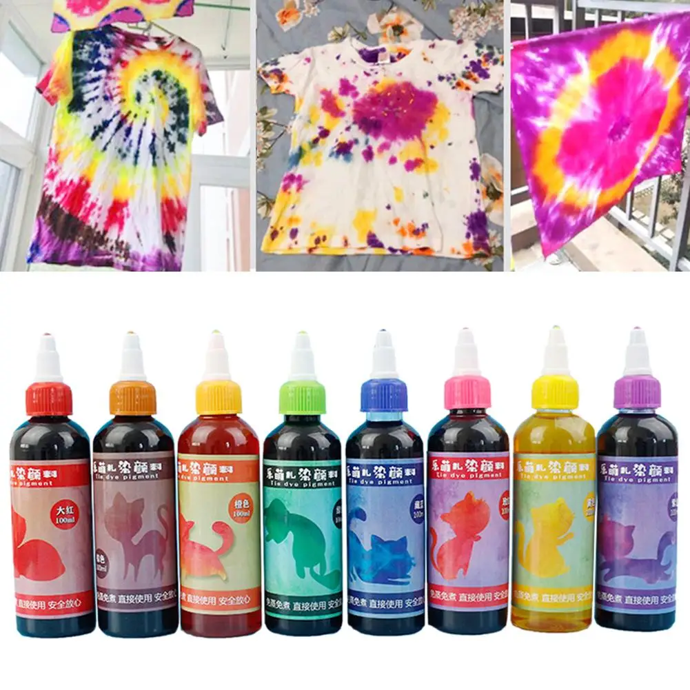 100ml DIY Tie Dye Textile Pigment Fabric Dyes DIY Permanent Clothing Textile Fabric Decorating Tie Dye Fabric Tie Dye Pigment