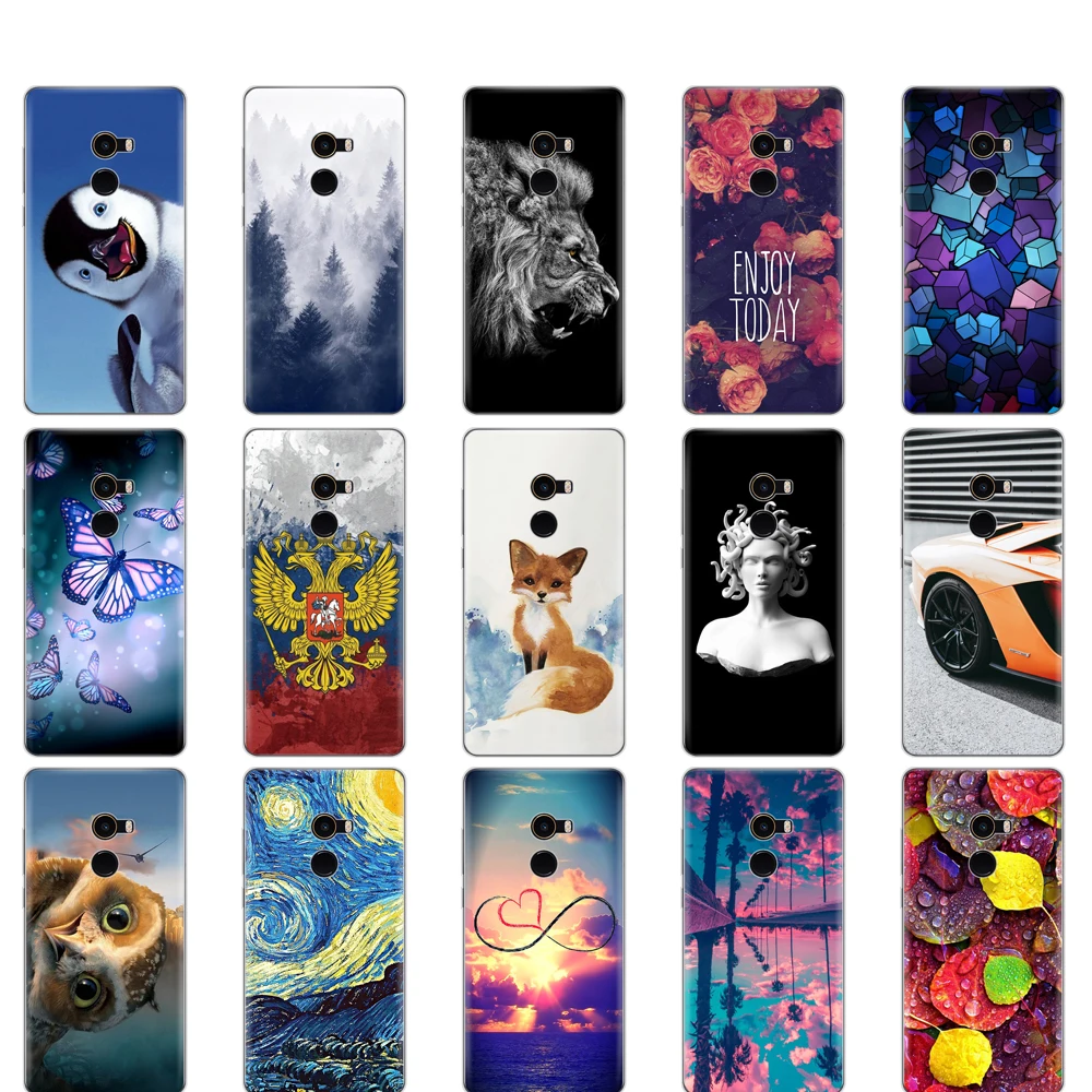 Silicon Case For Xiaomi Mix 2 Soft TPU Transparent Back Phone Cover for Xiaomi Mi Mix 2 Mix2 Painting Protective Coque Bumper