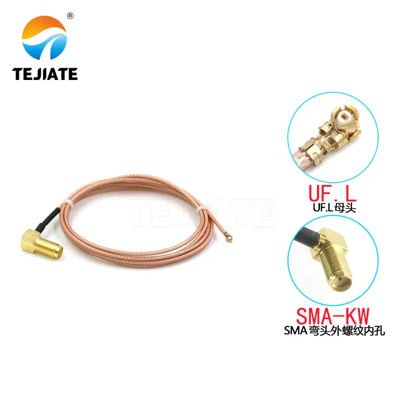 2PCS TEJIATE UF.L Female Header To SMA Bent Header Outer Screw Inner Hole/Pin Connector Cable IPX IPEX RG178 Wire 0.05~2M