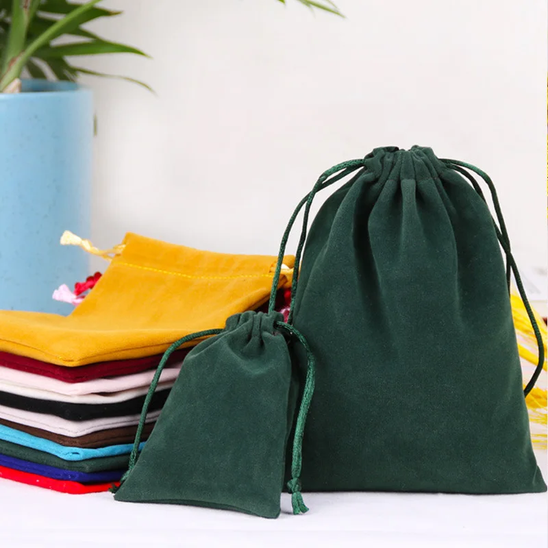 New Arrival Flannel Bag Small Jewelry Packaging Drawstring Pocket Mobile Power Earphone Storage Bag Flannel Jewelry Storage Bag