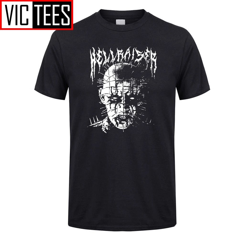 Men T Shirts Black Metal Pinhead Hellraiser Puzzlebox Halloween Men T-Shirts On Sale Tees Design Cotton