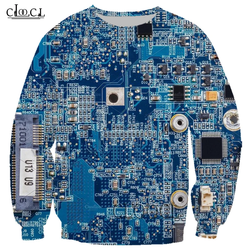 HX Newest Popular Electronic Chip 3D Print Men Women Hip Hop Sweatshirt Unisex Casual Harajuku Autumn Hot Selling Tops